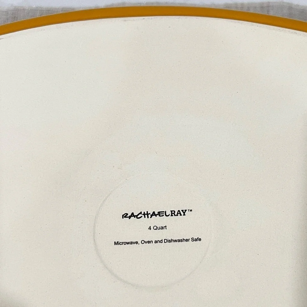 Rachel Ray 4 Quart Oval Baker Dish Yellow Mustard Stoneware Glazed Glassy